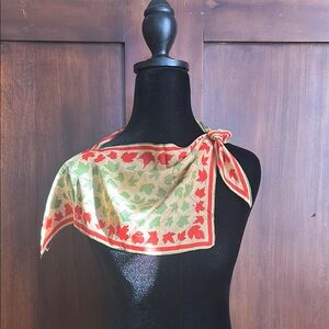 1950s Vera Neumann Autumn Leaves Wing Tip Silk Scarf